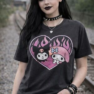 Sanrio Kuromi & My Melody gray tee. Size men’s S. Goth and alt Y2K fashion